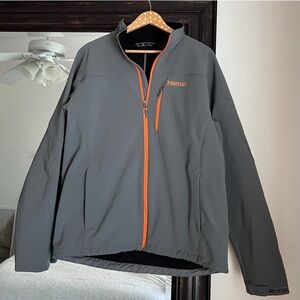 Marmot Softshell Full Zip Men's Jacket Size Gray Fleece Lined